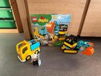 LEGO DUPLO 2 sets: kiepwagen, graafmachine en bulldozer, Ophalen, Zo goed als nieuw, Complete set, Duplo
