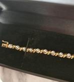 Bracelet tennis or jaune 18k avec nombreux diamants, certif., Bijoux, Sacs & Beauté, Jaune, Or, Enlèvement, Neuf