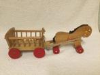 Vintage,  houten paard met wagen +- 1950, Antiek en Kunst, Antiek | Speelgoed, Ophalen of Verzenden