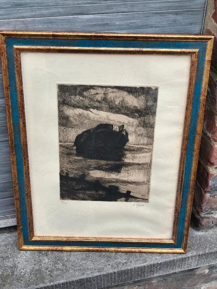 Gravure l épave signe Kurt peiser, Antiek en Kunst, Kunst | Etsen en Gravures, Ophalen of Verzenden