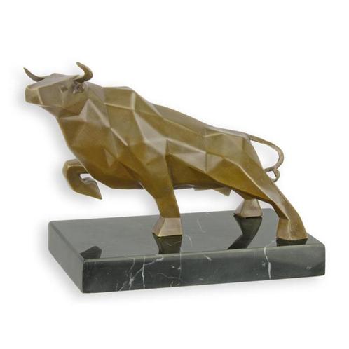Elegante bronzen kubistische stiersculptuur GRATIS LEVERING, Antiek en Kunst, Antiek | Brons en Koper, Brons, Verzenden