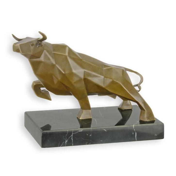 Elegante bronzen kubistische stiersculptuur GRATIS LEVERING, Antiek en Kunst, Antiek | Brons en Koper, Brons, Verzenden