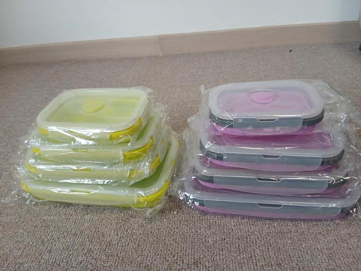 Set van 4 inklapbare bewaarbakjes – in 2 kleuren, Huis en Inrichting, Keuken | Tupperware, Nieuw, Ophalen of Verzenden
