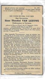 EH T Van Leeuwe 1886-1945 Oorlogsalmoezenier 14-18, Ophalen of Verzenden