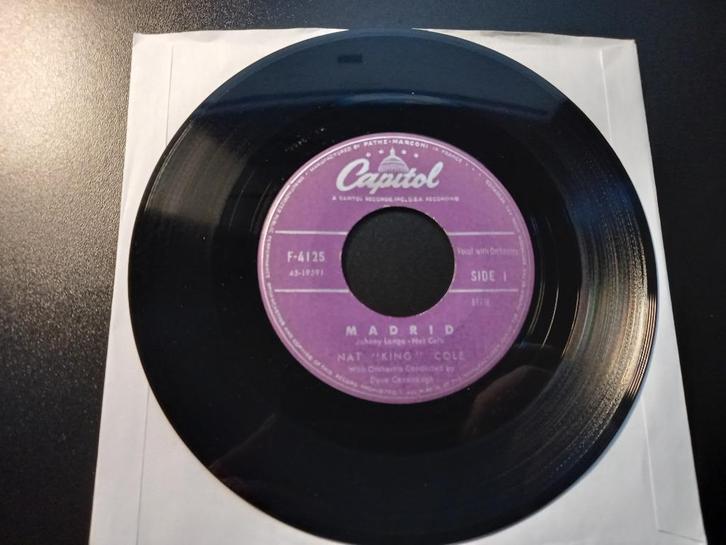 Nat "King" Cole ‎– Madrid / Give Me Your Love ' 7, Cd's en Dvd's, Vinyl Singles, Zo goed als nieuw, Single, Jazz en Blues, 7 inch