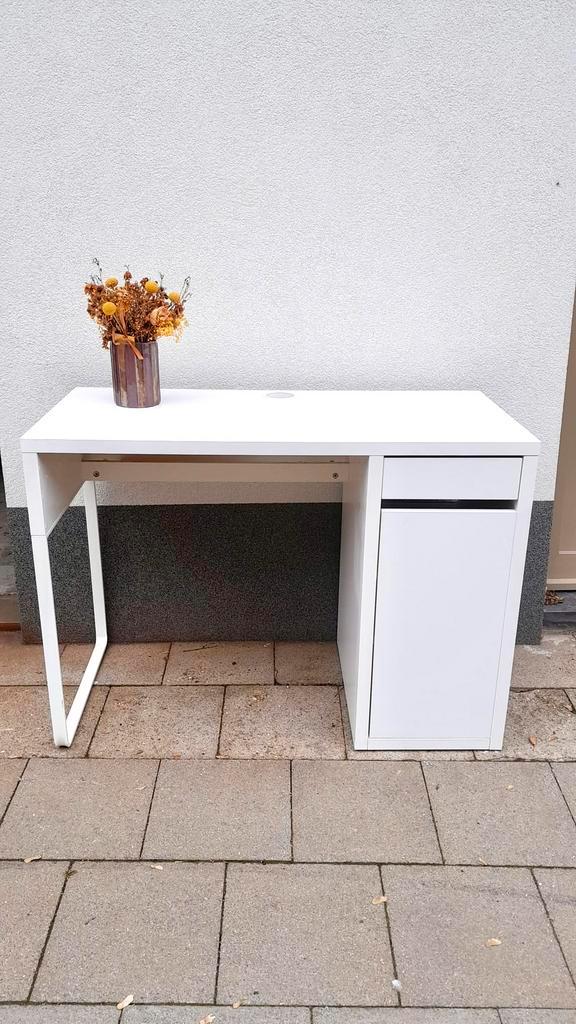 Wit houten bureau met zijvakken, Huis en Inrichting, Bureaus, Gebruikt, Bureau, Ophalen