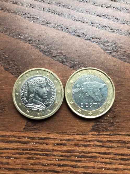 Europese 1 euro munten: Letland en Estland - Laatste stuks, Postzegels en Munten, Munten | Europa | Euromunten, Losse munt, 1 euro