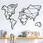 “Faces of the World” – Metalen muurdecoratie 105  68 cm, Huis en Inrichting, Woonaccessoires | Schilderijen, Tekeningen en Foto's