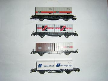 Marklin 4659 - 4664 - 4664.6 - 4668 wagons porte-conteneurs 
