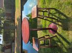 Vintage cafétafel met barkrukken, Huis en Inrichting, Barkrukken, Ophalen, Gebruikt, 90 cm of meer, Metaal