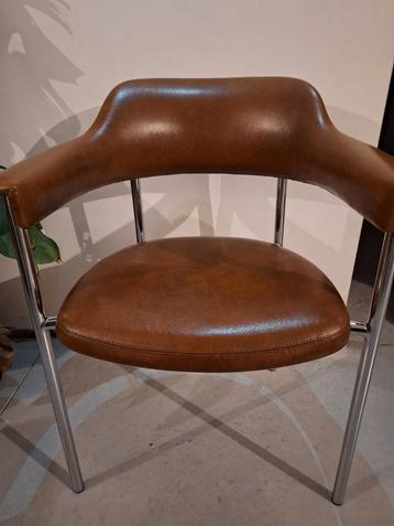 Midcentury leather metal armchair