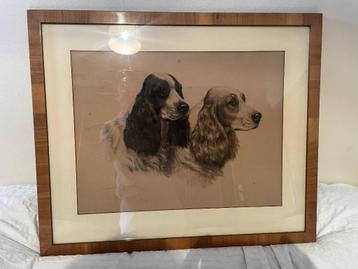 Lithografie van Léon Danchin — Two Setter Dogs — Editie beschikbaar voor biedingen