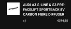 Audi A3 S-line & S3 pre facelift sportback 8V, Motoren, Accessoires | Overige, Ophalen of Verzenden, Zo goed als nieuw