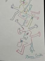 '96 Pierre CAILLE krijt pastel vallende figuren ruiter paard, Antiek en Kunst, Ophalen of Verzenden