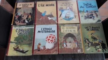 Lot 8 anciens " TINTIN " + 1 Noir & Blanc, Livres, Plusieurs BD, Enlèvement, Utilisé, HERGE