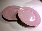 2 roze dessertbordjes, Ophalen of Verzenden, Gebruikt, Effen, Bord(en)