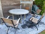 Teak tafel met 4 bijhorende stoelen, Chaise, Salons de jardin, Utilisé, 6 places