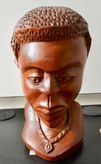Hardhouten buste van een Afrikaanse man (Congo), Antiek en Kunst, Ophalen of Verzenden