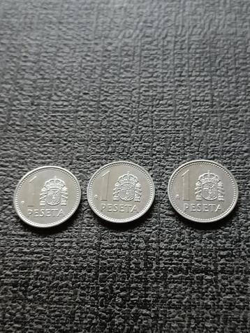 Spanje. 1 peseta van 1985 + 1986 + 1987 ( 2 x ). beschikbaar voor biedingen