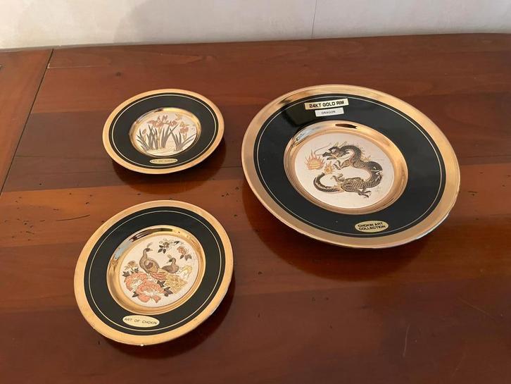 3 Chokin bordjes, Antiek en Kunst, Antiek | Wandborden en Tegels, Ophalen of Verzenden