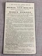 2 oorlogsslachtoffers Van Houwe - Dornez +mei 1940 WOII, Verzamelen, Bidprentjes en Rouwkaarten, Verzenden, Bidprentje