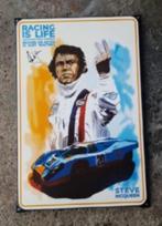 Groot Steve Mc Queen Racing is Life emaillen reclame bord, Reclamebord, Ophalen of Verzenden, Zo goed als nieuw