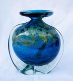 Handgeblazen Vaas, merk Mdina Malta, Blauw, Ophalen of Verzenden, Minder dan 50 cm, Glas