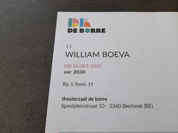 2 tickets voor William Boeva “13” beschikbaar voor biedingen