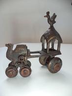 Antiek beeld INDIA kameel tempelkar brons & smeedijzer, Antiek en Kunst, Ophalen of Verzenden