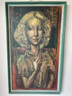 Paul Joostens – “Poezeloes” (1952), olie op unalit, Antiek en Kunst, Ophalen