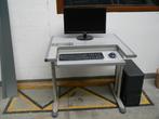 meuble ordinateur, Enlèvement, Utilisé, 70 à 120 cm, Moderne stratifié gris usage intensif