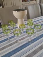 VSL 10 witte wijn/portglazen kristal tweekleurig TBE, Antiek en Kunst, Antiek | Glaswerk en Kristal, Ophalen of Verzenden