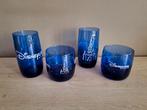 4 vintage kobaltblauwe glazen van Disneyland Paris, Verzamelen, Glas en Drinkglazen, Ophalen, Zo goed als nieuw