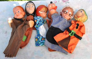 lot de 6 marionnette vintage personnage dessin animé, Ophalen of Verzenden