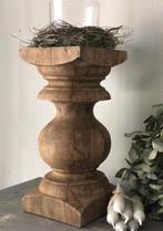 Baluster- Kandelaar - Massief Hout - landelijk stoer, Huis en Inrichting, 25 tot 50 cm, Nieuw, Ophalen of Verzenden, Kandelaar
