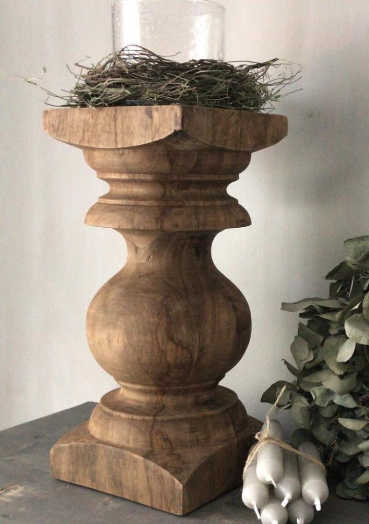 Baluster- Kandelaar - Massief Hout - landelijk stoer, Huis en Inrichting, Woonaccessoires | Kandelaars en Kaarsen, Nieuw, Kandelaar