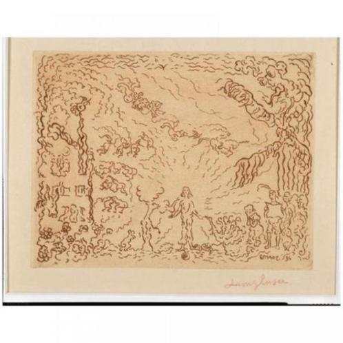 De molenduivel Ensor litho op Japans paarlemoerpapier, Antiek en Kunst, Kunst | Litho's en Zeefdrukken, Ophalen of Verzenden