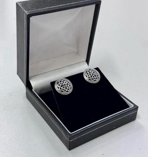Manchetknopen neverending oorbellen antiek zilver zilveren, Handtassen en Accessoires, Manchetknopen, Zo goed als nieuw, Zilver