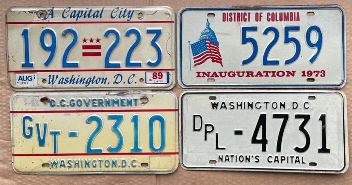 Washington DC, speciale nummerplaten, plaque immatriculation, Verzamelen, Overige Verzamelen, Gebruikt, Ophalen of Verzenden