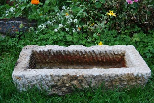 Plantenbak, oud stenen dienblad, Tuin en Terras, Bloembakken en Plantenbakken, Gebruikt, Steen, Binnen, Balkon, Tuin, Minder dan 30 cm