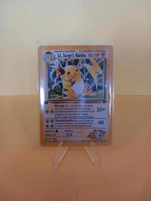 Pokemon/ Lt. Surge's Raichu - 11/132 - 1st Edition - Holo, Hobby en Vrije tijd, Verzamelkaartspellen | Pokémon, Zo goed als nieuw