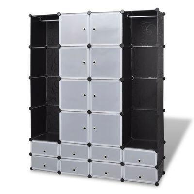 Kast modulair met 18 vakken 37x146x180,5 cm zwart en wit, Huis en Inrichting, Kasten | Wandmeubels, Nieuw, Kunststof, Ophalen