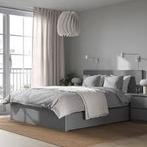 Dubbel bed met lattoflex en matras, 160 cm, Grijs, Zo goed als nieuw, Hout