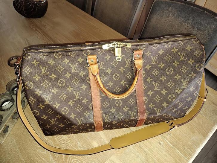 Louis Vuitton Keepall 50 Bandoulière - Vintage, Handtassen en Accessoires, Tassen | Reistassen en Weekendtassen, Gebruikt, Bruin