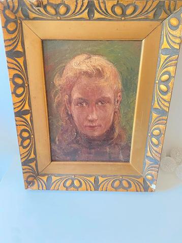 Portrait ancien signé Georges Higuet huile sur panneau beschikbaar voor biedingen