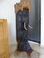 olifantenfamilie uit een boomstam gesneden, Antiquités & Art, Art | Sculptures & Bois, Enlèvement