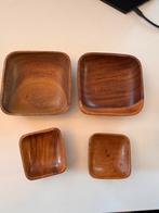 Retro houten kommen set – 4 stuks, Antiek en Kunst, Ophalen of Verzenden