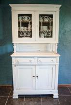 Antieke landelijke vitrinekast met art nouveau detail, Huis en Inrichting, Kasten | Vitrinekasten, Ophalen, Gebruikt, 100 tot 150 cm