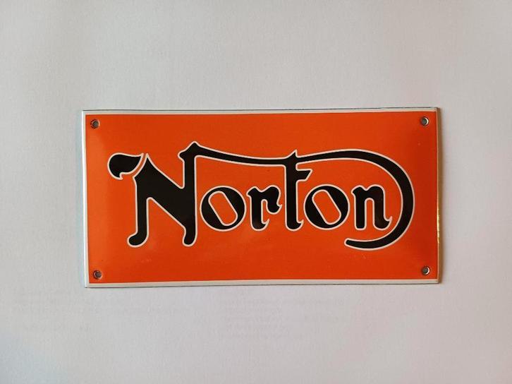 Emaille gebold NORTON reclamebord reclame bord, Collections, Marques & Objets publicitaires, Comme neuf, Panneau publicitaire
