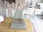 Vintage Gouden Glazen Box Clear Glas, Ophalen, Met deur(en), 50 tot 100 cm, Minder dan 100 cm